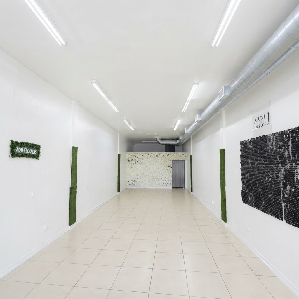 Styled photo backdrop hallway with flower wall